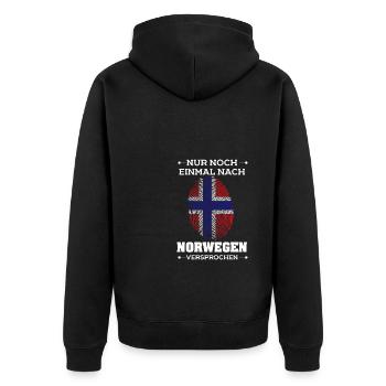 Nur noch einmal nach Norwegen Flagge Urlaub - Unisex Premium Bio Zip Hoodie - Schwarz - Hinten - Nico (187cm)