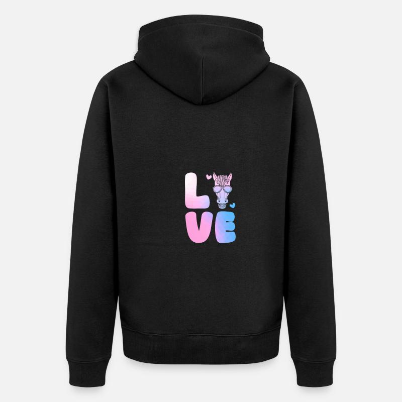 Reiten Pferd - Unisex Premium Bio Zip Hoodie - Schwarz