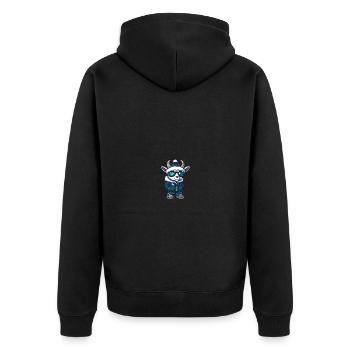 Bergziege Winter - Unisex Premium Bio Zip Hoodie - Schwarz - Hinten - Nico (187cm)