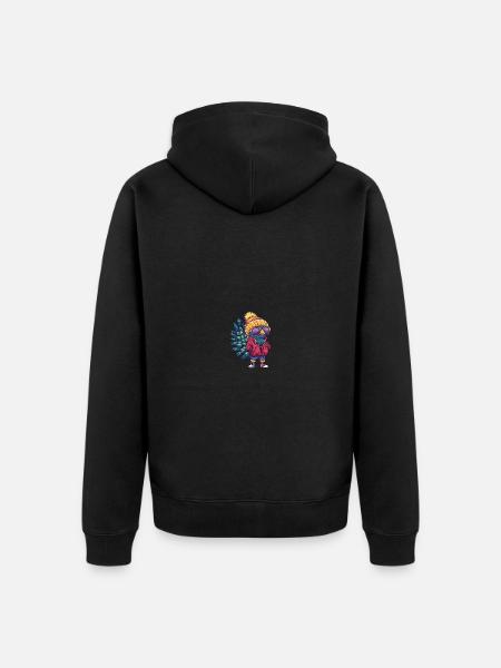 Peacock Bird Winter - Unisex Premium Organic Zip Hoodie - black