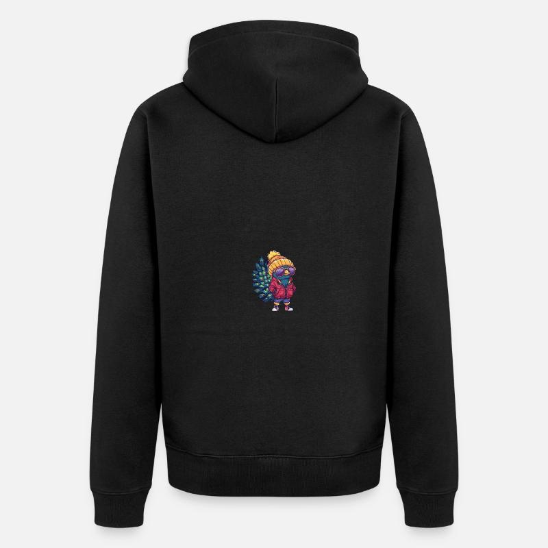 Oiseau paon Hiver - Veste à capuche bio Premium Unisexe - noir