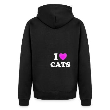 Cat lovers I love cats I love cats - Unisex Premium Organic Zip Hoodie - black - Back - Nico (187cm)