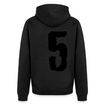 Maillot numéro 5 - Veste à capuche bio Premium Unisexe - noir - Dos - Nico (187cm)