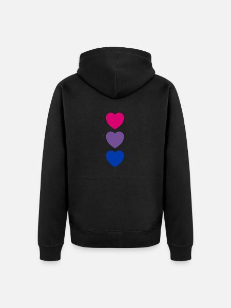 Hearts Bi Flag Colors Subtle Pride - Unisex Premium Organic Zip Hoodie - black