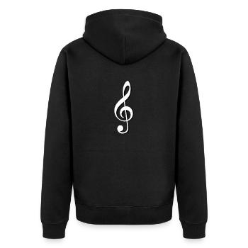 Notenschlüssel | Musik | Klang - Unisex Premium Bio Zip Hoodie - Schwarz - Hinten - Nico (187cm)