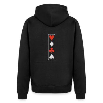 poker vertical - Unisex Premium Organic Zip Hoodie - black - Back - Nico (187cm)