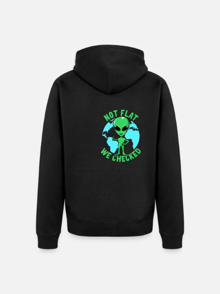 Not Flat We Checked - Unisex Premium Organic Zip Hoodie - black