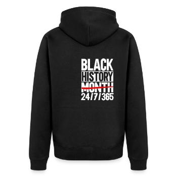 Black History Month 24/7/365 - Unisex Premium Organic Zip Hoodie - black - Back - Nico (187cm)