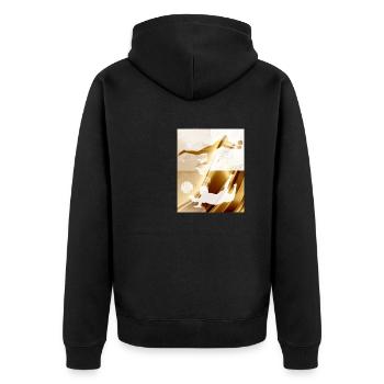 volleyball, volleyballer, Beachball,Graffiti,gold - Unisex Premium Bio Zip Hoodie - Schwarz - Hinten - Nico (187cm)