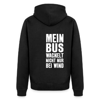 LUSTIG BUS CAMPER CAMPING - Unisex Premium Bio Zip Hoodie - Schwarz - Hinten - Nico (187cm)