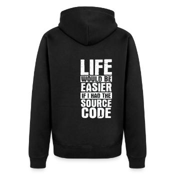 Software Ingenieur Informatiker Programmierer - Unisex Premium Bio Zip Hoodie - Schwarz - Hinten - Nico (187cm)