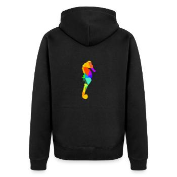 Hippocampe Animaux de la mer Arc-en-ciel Animaux Polygone - Veste à capuche bio Premium Unisexe - noir - Dos - Nico (187cm)