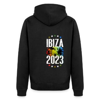 Ibiza 2023 - Unisex Premium Bio Zip Hoodie - Schwarz - Hinten - Nico (187cm)