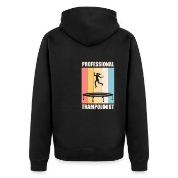 Jumping Trampoline Hobby Sports Trampolinist - Unisex Premium Organic Zip Hoodie - black - Back - Nico (187cm)