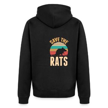Save The Rats Retro Ratte Nagetier Haustier Ratten - Unisex Premium Bio Zip Hoodie - Schwarz - Hinten - Nico (187cm)