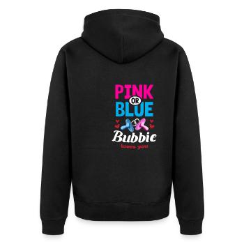 Bubbie rose ou bleu vous aime Gender Reveal Party - Veste à capuche bio Premium Unisexe - noir - Dos - Nico (187cm)