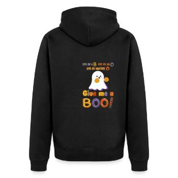 Süßer Halloween Cheerleader Ghost mit Pompons - Unisex Premium Bio Zip Hoodie - Schwarz - Hinten - Nico (187cm)