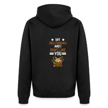 Chinesisches Tier Lustiges Geschenk Roter Panda - Unisex Premium Bio Zip Hoodie - Schwarz - Hinten - Nico (187cm)