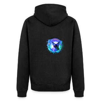 Siamkatze,katze, illustration, Graffiti, bunt - Unisex Premium Bio Zip Hoodie - Schwarz - Hinten - Nico (187cm)