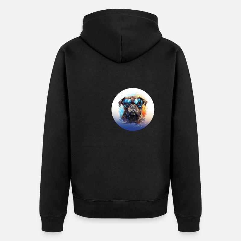 Carlin avec lunettes de soleil - Veste à capuche bio Premium Unisexe - noir