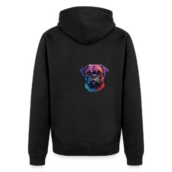 Pug colorful - Unisex Premium Organic Zip Hoodie - black - Back - Nico (187cm)