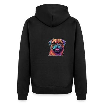 Pug colorful - Unisex Premium Organic Zip Hoodie - black - Back - Nico (187cm)