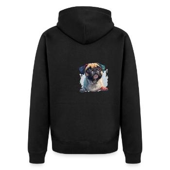Niedlicher kleiner Mops - Unisex Premium Bio Zip Hoodie - Schwarz - Hinten - Nico (187cm)