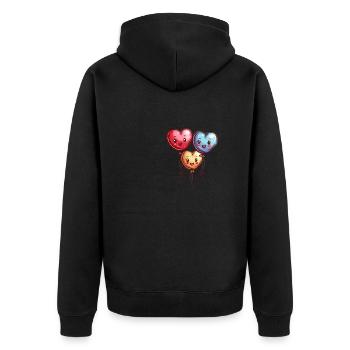 Ballon Herzen auch für Kinder und Geburtstage - Unisex Premium Bio Zip Hoodie - Schwarz - Hinten - Nico (187cm)