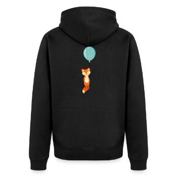 Fuchs Fliegt Luftballon Schlaufuchs Einschulung - Unisex Premium Bio Zip Hoodie - Schwarz - Hinten - Nico (187cm)