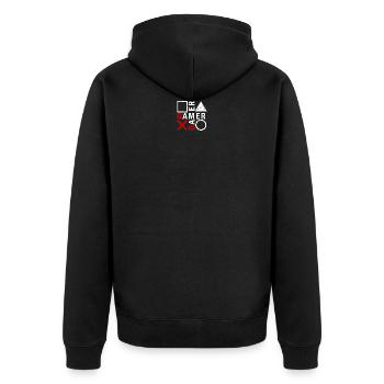 Gamer Gaming Tasten Konsole - Unisex Premium Bio Zip Hoodie - Schwarz - Hinten - Nico (187cm)