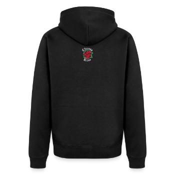 Chicana Rose Alte Schule Rote Rosen Chicana - Unisex Premium Bio Zip Hoodie - Schwarz - Hinten - Nico (187cm)