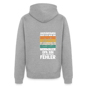 Camper Opa Camping Geschenk - Unisex Premium Bio Zip Hoodie - Grau meliert - Hinten - Nico (187cm)