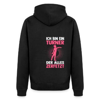 Turnen Mädchen Gymnastik Geschenk - Unisex Premium Bio Zip Hoodie - Schwarz - Hinten - Nico (187cm)