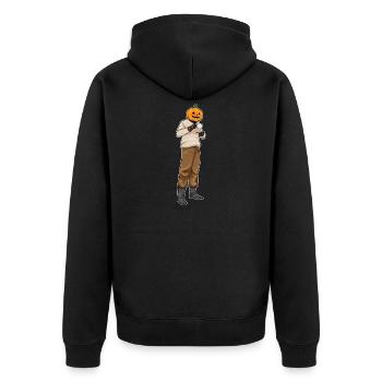 Jack O'Lantern Halloween Kaffee - Unisex Premium Bio Zip Hoodie - Schwarz - Hinten - Nico (187cm)