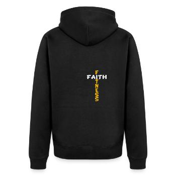 Christian Faith Fitness Workout - Unisex Premium Organic Zip Hoodie - black - Back - Nico (187cm)