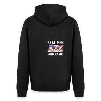 Real Men Hold Hands Armwrestling Armdrücken - Unisex Premium Bio Zip Hoodie - Schwarz - Hinten - Nico (187cm)