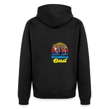 Triathlon Dad für Triathleten Väter Männer - Unisex Premium Bio Zip Hoodie - Schwarz - Hinten - Nico (187cm)