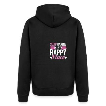 Soapmaking Is My Happy Place Seifenherstellung - Unisex Premium Organic Zip Hoodie - black - Back - Nico (187cm)