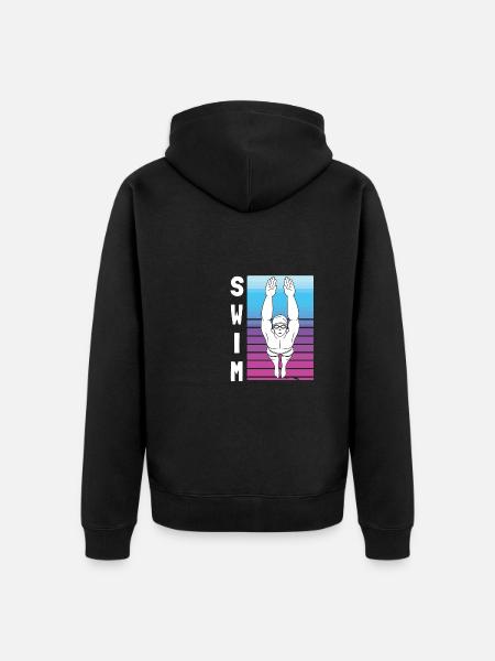 SWIM Svømning Retro Vintage For Mænd Kvinder - Premium økologisk unisex-hættejakke - sort