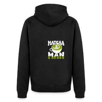Matcha Man pour les amateurs de thé matcha - Veste à capuche bio Premium Unisexe - noir - Dos - Nico (187cm)