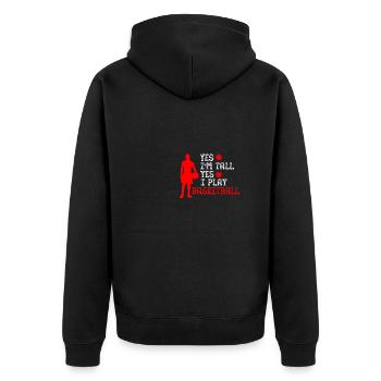 Yes I'm Tall Yes I Play Basketball für - Unisex Premium Bio Zip Hoodie - Schwarz - Hinten - Nico (187cm)
