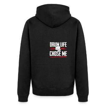 Drum Life m’a choisi comme batteur - Veste à capuche bio Premium Unisexe - noir - Dos - Nico (187cm)