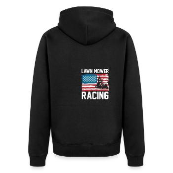 Lawn Mower Racing USA Rasenmäher Rasenmäherrennen - Unisex Premium Organic Zip Hoodie - black - Back - Nico (187cm)