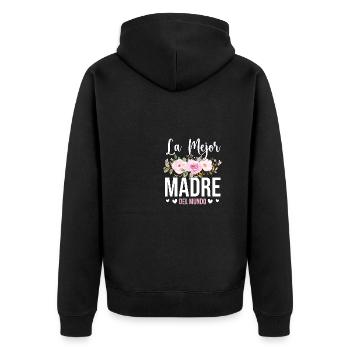 La Mejor Madre del Mundo Beste Mutter der Welt - Unisex Premium Bio Zip Hoodie - Schwarz - Hinten - Nico (187cm)