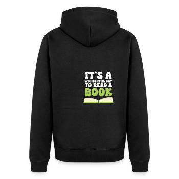 It's A Wonderful Day To Read A Book Lesen - Unisex Premium Bio Zip Hoodie - Schwarz - Hinten - Nico (187cm)