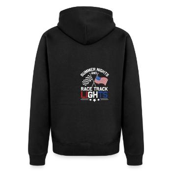 Summer Nights And Race Track Lights Racing Simulator - Unisex Premium Organic Zip Hoodie - black - Back - Nico (187cm)