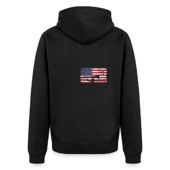 Posaune USA Für Posaunisten - Unisex Premium Bio Zip Hoodie - Schwarz - Hinten - Nico (187cm)