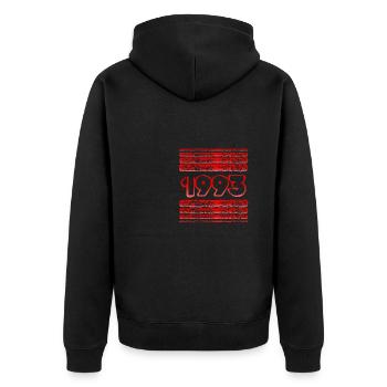1993 - Unisex Premium Bio Zip Hoodie - Schwarz - Hinten - Nico (187cm)