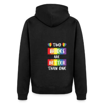LBGT Flag Gay Pride Human Two Brides better than - Unisex Premium Bio Zip Hoodie - Schwarz - Hinten - Nico (187cm)