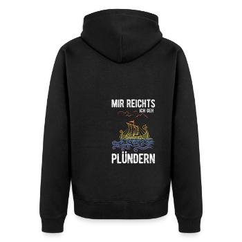 Nordische Wikinger Mir Reichts Ich Geh Plündern - Unisex Premium Bio Zip Hoodie - Schwarz - Hinten - Nico (187cm)